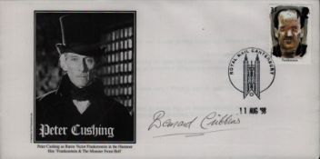 Bernard Cribbins signed FDC Peter Cushing. Single stamp single postmark 11 Aug 98. Was an English
