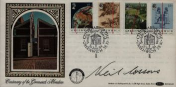 Neil Cossons signed FDC Centenary of the Greenwich Meridian. Four Stamps Double postmark 26 June 84.