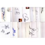 Entertainment collection of 50 signed white cards with signatures of Bond, Victor Borge, Pat