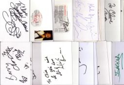 Entertainment collection of 50 signed white cards with signatures of George Clinton, Johnny Clegg