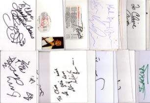 Entertainment collection of 50 signed white cards with signatures of George Clinton, Johnny Clegg