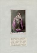 Vintage signed Miss Maud Allan colour photo 5.5x3.5 Inch corner stickers onto an A4 white sheet plus