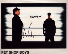 Pet Shop Boys signed 10x8 inch black and white promo photo includes Neil Tennant and Chris Lowe.