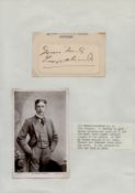 Vintage signed Sir George Alexandra black & white photo 6.5x4.5 Inch corner stickers onto an A4