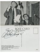 Arthur Scargill signed 6x6 inch black and white post card photo signature on reverse. Good