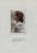 Vintage signed Miss Lily Brayton black & white photo 5.5x3.5 Inch corner stickers onto an A4 white