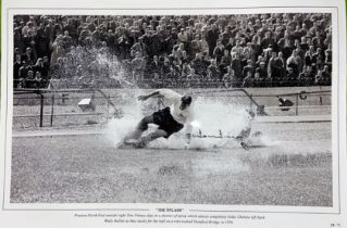 Football, Tom Finney signed 12x18 black and white photograph picturing the iconic Splash Down as