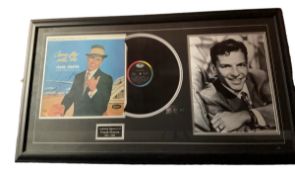 Frank Sinatra signed Come Fly With Me Vinal Record Sleeve, framed with record and black and white