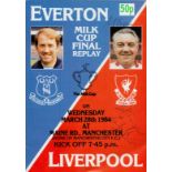 Liverpool v Everton milk cup replay 1984 multi signed programme. Signed by Joe Fagan, Emlyn