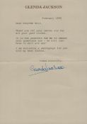 Glenda Jackson CBE TLS Thank you letter dated February 1995. Was an English actress and