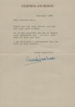 Glenda Jackson CBE TLS Thank you letter dated February 1995. Was an English actress and