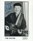 Tom Paxton signed 10x8inch black and white photo. Dedicated. Good condition. All autographs come