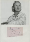 Ann Todd signed small cut piece include black & white photo unsigned 5.5x4.75 Inch fixed onto card