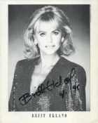 Britt Ekland signed 10x8inch black and white photo. Good condition. All autographs come with a