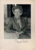 Margaret Thatcher signed black and white presentation photograph. Approx size 8x6inch. Good