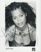 Des'ree signed 10x8inch black and white photo. Good condition. All autographs come with a