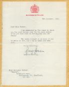 Mary Morrison, Lady-In-Waiting signed letter dated 5th December 1969. dedicated. Good condition. All