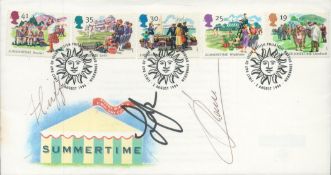 Le Janson ,Fluff Cowan and Constantina Rocca signed Summertime FDC. 5 Stamps 3 postmarks 2 Aug 1994.