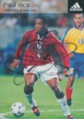 Paul Ince signed 6x4 colour photo playing for England. Good condition. All autographs come with a