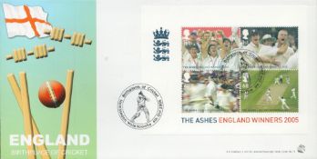 Ashes 2005 England FDC. PM Birthplace of cricket Hambledon Waterlooville 6 Oct 2005. Includes full