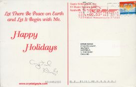 Crystal Gayle signed Happy Holidays 8.5x5.5 inch colour postcard. Good condition. All autographs
