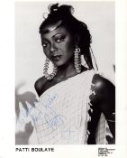Nigerian singer Patti Boulaye signed 10 x 8 inch black and white photo. Signed in blue biro,