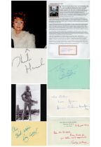 TV Film collection of 6 signed album pages. Signatures Emlyn Williams, Sheila Hancock, Liza Goddard,