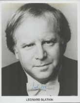 Leonard Slatkin signed black and white photo 8x10 Inch include biography. Is an American