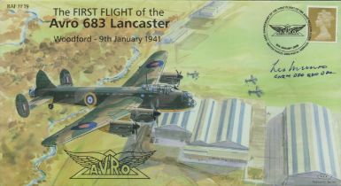 WW2 Sqn Ldr Les Munro Signed 1st Flight of the Avro 683 Lancaster 9/1/1941 FDC. British Stamp with