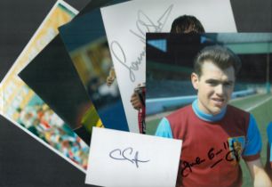 Sport collection of 5 signed photos. Signatures such as Howard Webb, Michel Salgado, John Connelly