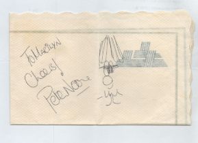 Peter Noone signed paper napkin with doodle. Good condition. All autographs come with a