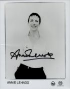 Annie Lennox signed 10x8 inch black and white promo photo slight crease on side image or signature