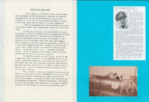 WW2. Flt Lt Desmond Sheen DFC Signed Wartime Events Typed. 2 Pages of Wartime Events Told By Desmond