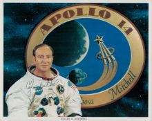 Astronaut Edgar D Mitchell signed 10x8 inches NASA Apollo 14 colour photo. Good condition. All