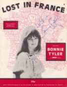 Bonnie Tyler, Welsh singer. A signed music sheet for 'Lost in France'. Good condition. All