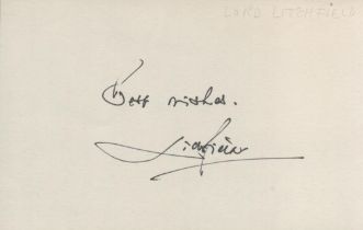 Lord Patrick Anson Lichfield signed 6 x 4 white card. Thomas Patrick John Anson, 5th Earl of