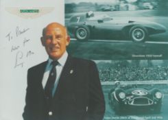 Stirling Moss signed colour photo 8x5.75 Inch. Dedicated to Pauline. Good condition. All