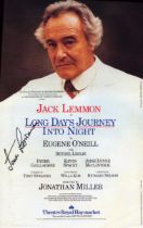 Jack Lemmon signed flyer, Long Day's Journey Into Night. Theatre Royal Haymarket. Evenings at 7.30
