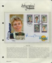 Penny Junor signed FDC Autographed Editions sheet. 5 stamps Diana Princess of Wales double postmarks