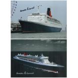 HISTORIC 2 Collection of CUNARD Cruise Ship Colour Photos. Commodore R. W Warwick signed Cunard