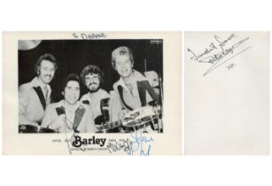 Music Barley Musical Comedy Group All Bandmembers signed 6x4 Black and White Promo Photo. Personally