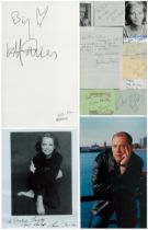 Entertainment collection 10 assorted signed photos and album pages includes great names such as