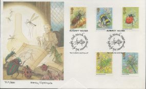 Sandy Nightingale signed FDC The Minute Anatomist. 5 stamps plus double postmarks 12th March 1985.