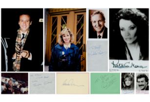 TV/FILM Collection of 7 signed photos and 3 signed album pages. Signatures such as Susan Engel, Paul
