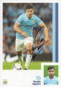 Sergio Aguero signed 8x6 inch Manchester City promo photo. Good condition. All autographs come
