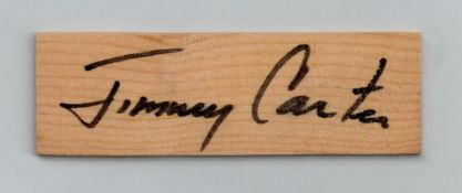 Jimmy Carter 39th President of United States of America Signed Wooden Plaque Measuring approx. 3x1