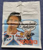 Barry Sheene signed Spectra colour promotional picture plastic carrier bag size 18.5x14.5 Inch.