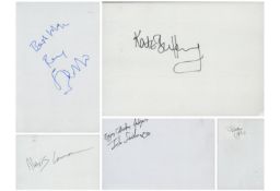 Entertainment collection of 5 signed album pages. Signatures such as Alexis Conran, Kate Buffery,