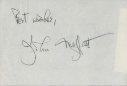 John Moffatt signed Autograph page Approx. 4x2.5 Inch. Good condition. All autographs come with a
