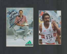 Athletics. Daley Thompson Signed Adidas Promo 6 x 4 colour Card with Image of Thompson Racing,